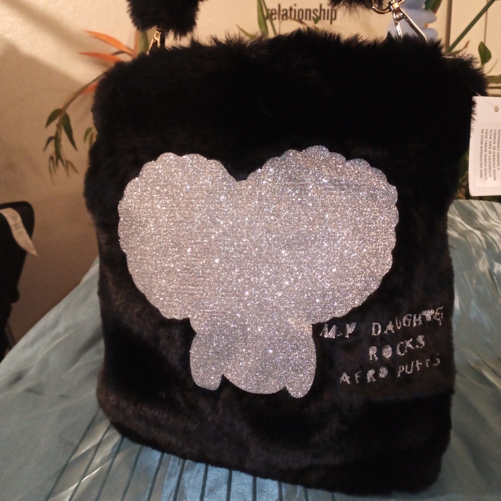 Black fur purse